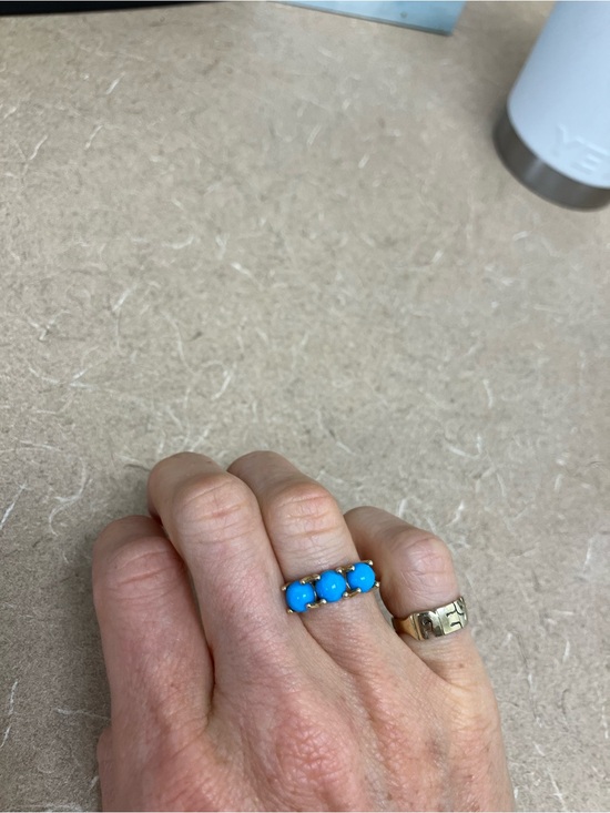 Elizabeth Street Jewelry Jewelry - 14k Gold Ring with Three Bright Sleeping Beauty Turquoise Stones